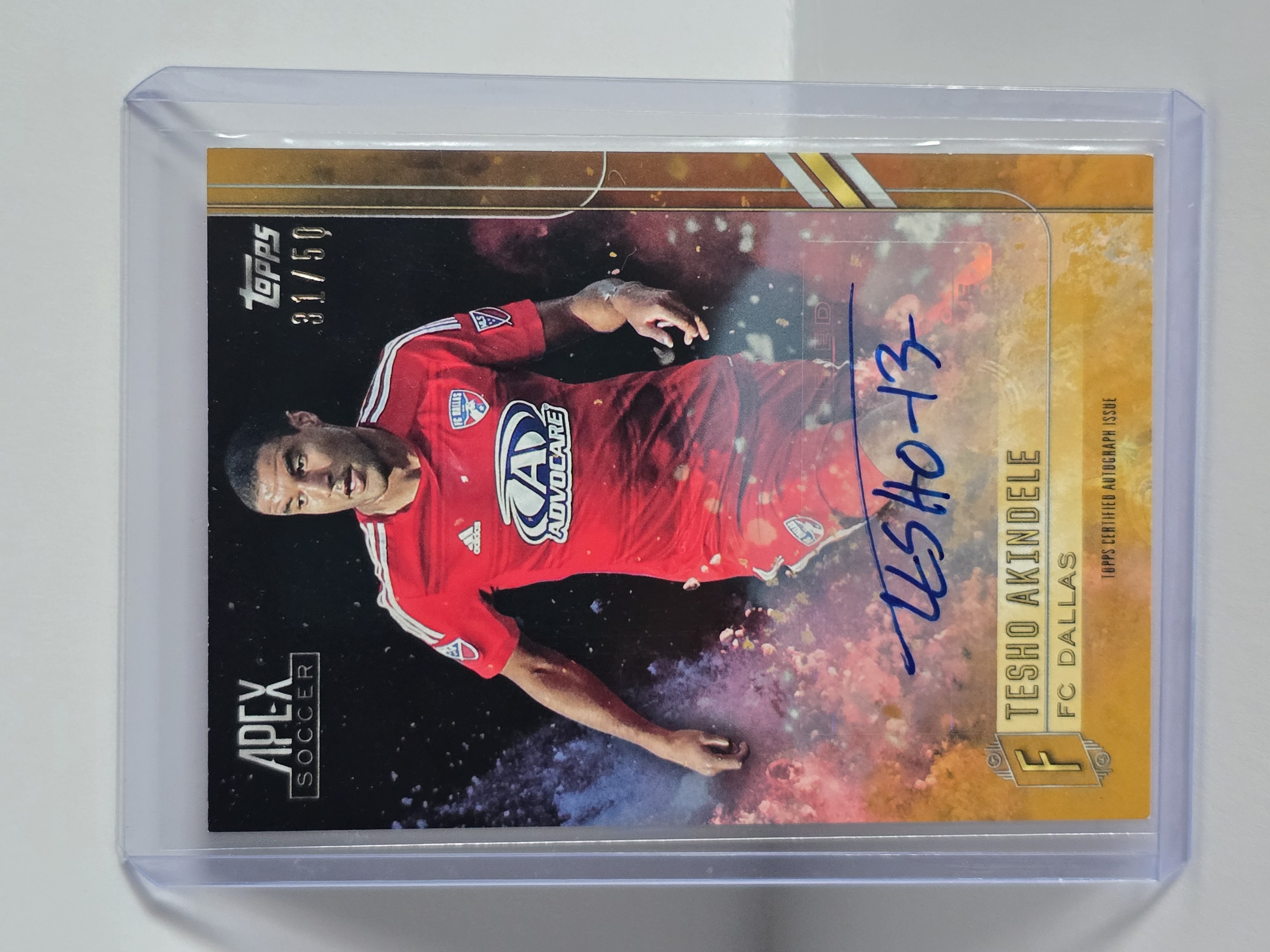 2015 Topps Apex Soccer #29 Tesho Akindele Gold Auto /50