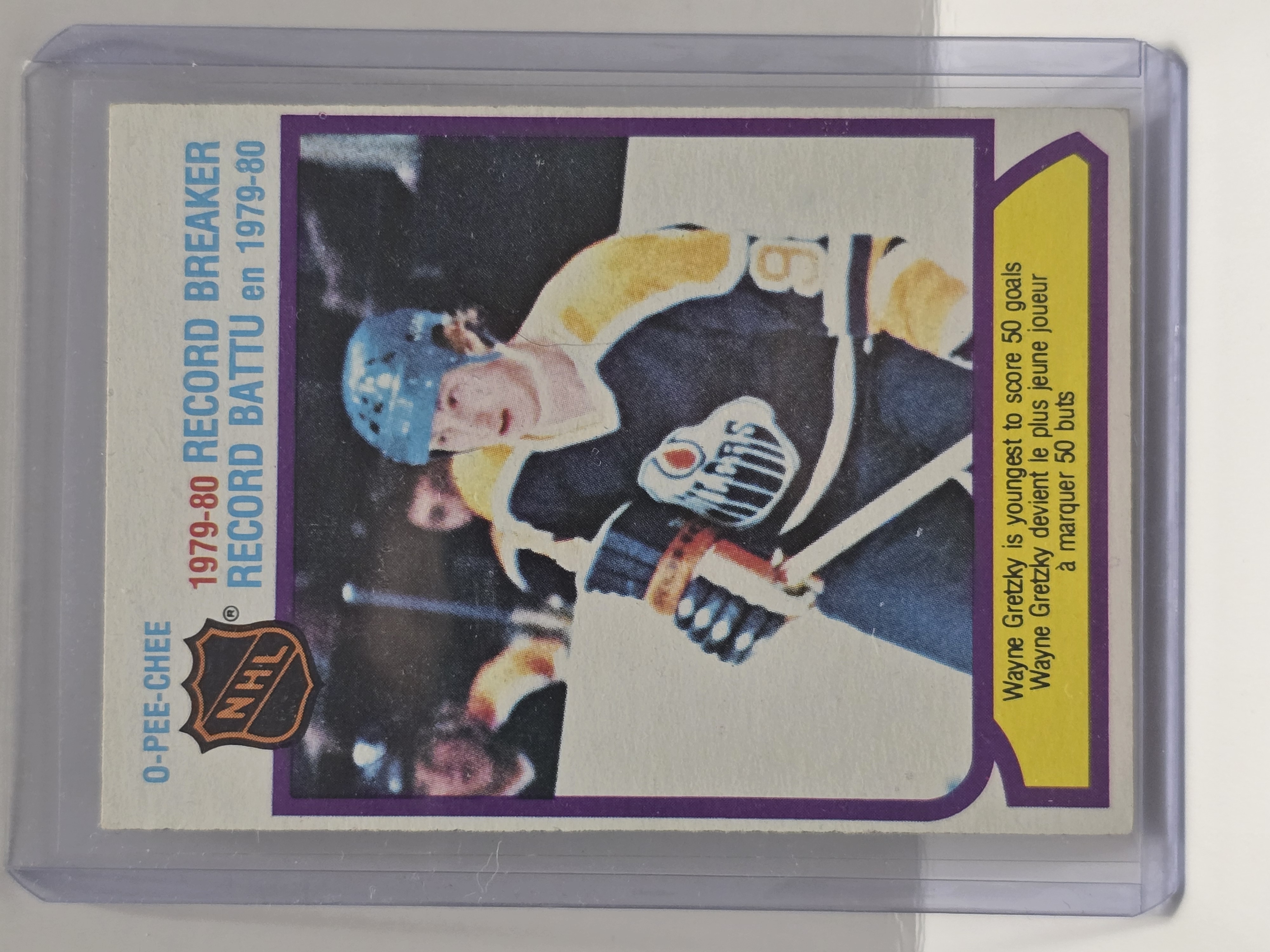 1980 O-Pee-Chee Record Breaker #3 Wayne Gretzky Youngest 50-Goal Scorer