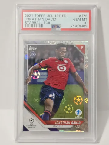 2021 Topps UCL 1st Edition #176 Jonathan David Starball Foil RC PSA 10