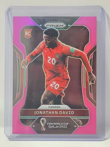 2022 Panini Prizm FIFA World Cup Qatar #49 Jonathan David Pink Prizm RC